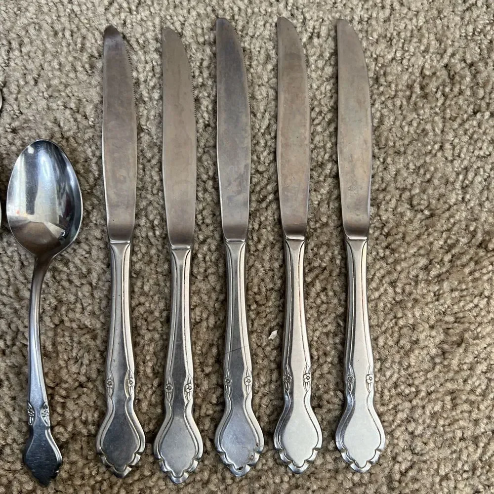 lot-14 Vtg  Flatware Spoons‎ Knives Forks Japan Northland Stainless